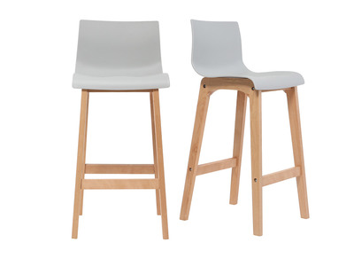Sgabello da bar design legno e grigio chiaro 75cm gruppo di 2 NEW SURF - Sgabello da bar design legno e grigio chiaro 75cm gruppo di 2 NEW SURF