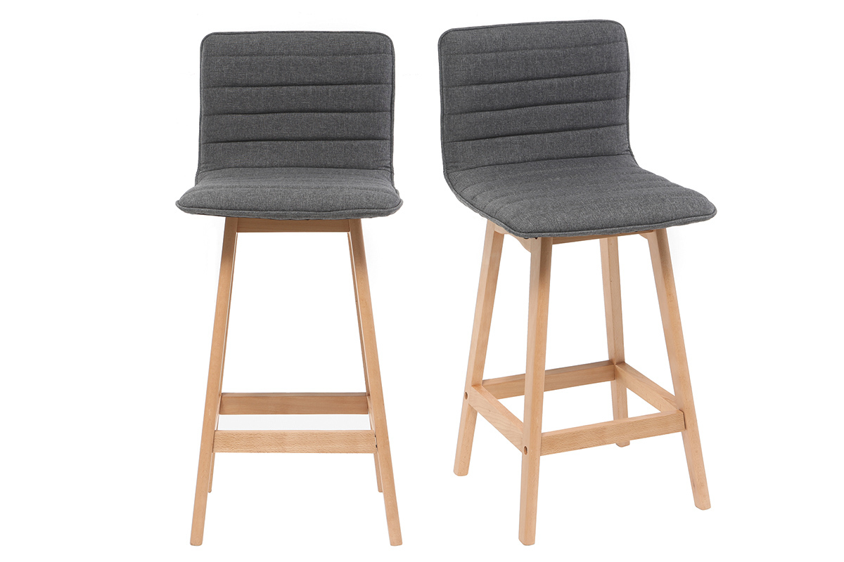 Sgabello da bar design legno e grigio scuro 65cm set di 2 EMMA