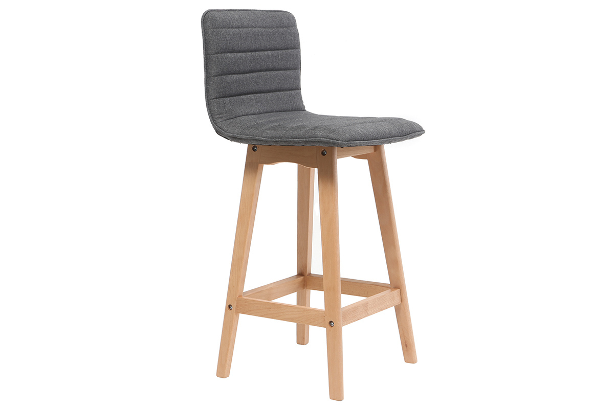 Sgabello da bar design legno e grigio scuro 65cm set di 2 EMMA