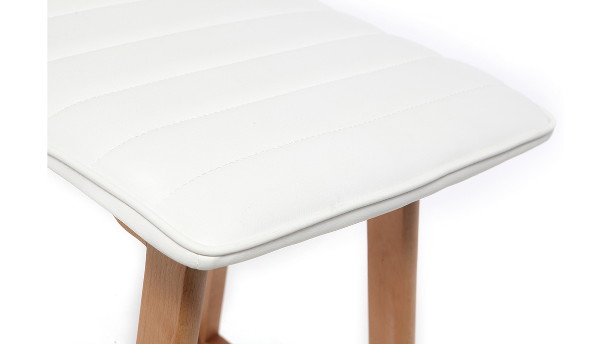 Sgabello da bar design legno e similpelle bianco 65cm set di 2 EMMA
