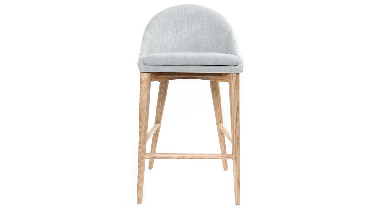 Sgabello da bar design legno poliestere grigio chiaro 65cm DALIA