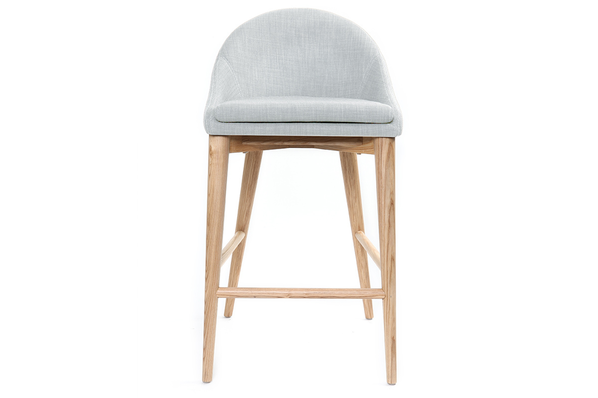 Sgabello da bar design legno poliestere grigio chiaro 65cm DALIA