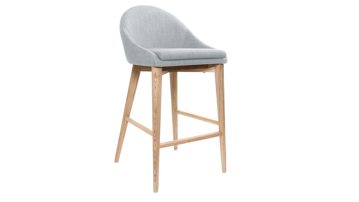 Sgabello da bar design legno poliestere grigio chiaro 65cm DALIA