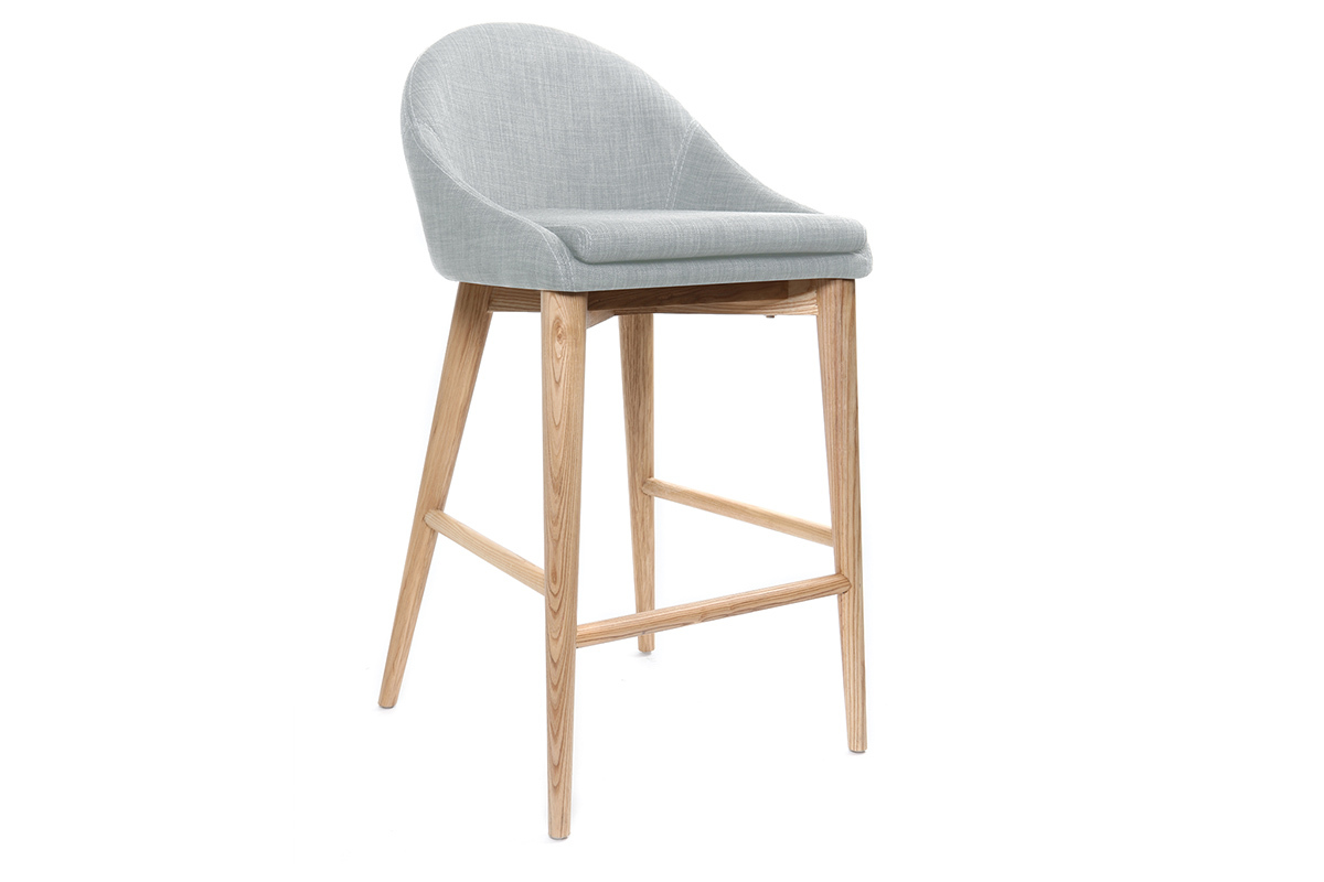 Sgabello da bar design legno poliestere grigio chiaro 65cm DALIA