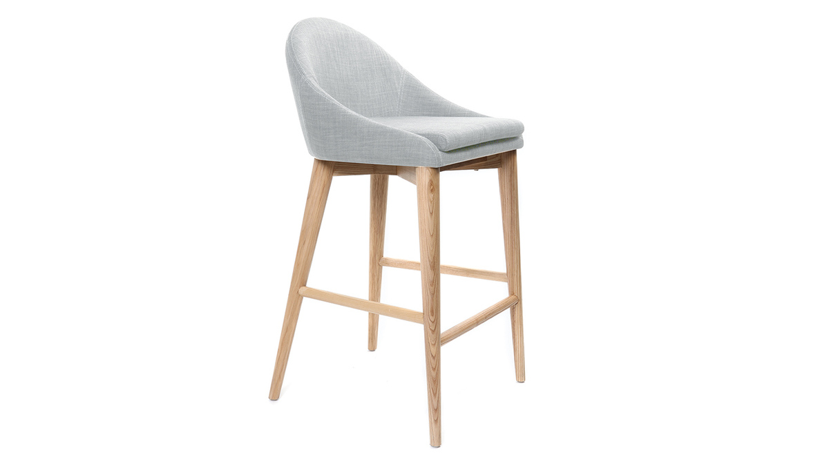 Sgabello da bar design legno poliestere grigio chiaro 65cm DALIA