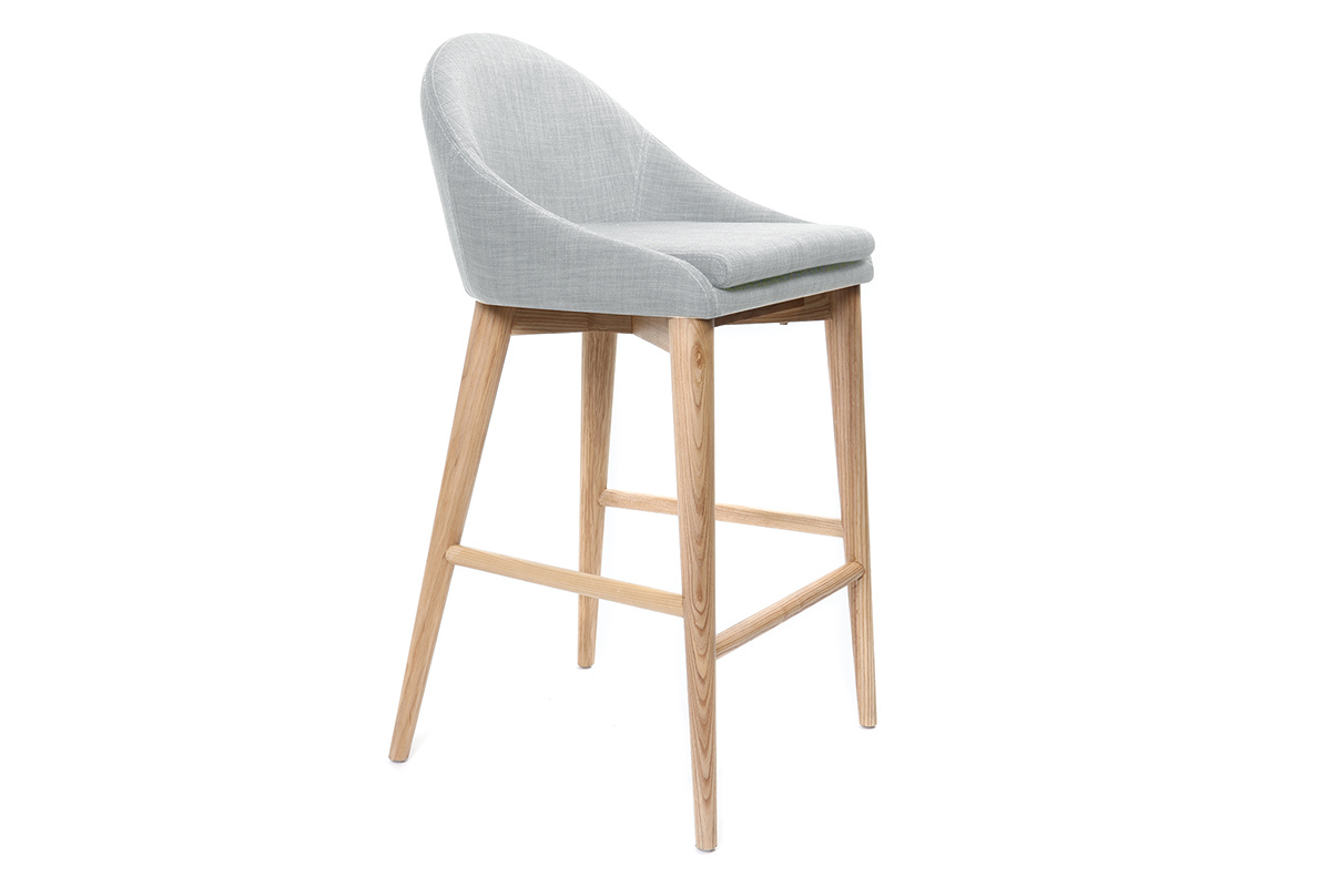 Sgabello da bar design legno poliestere grigio chiaro 65cm DALIA