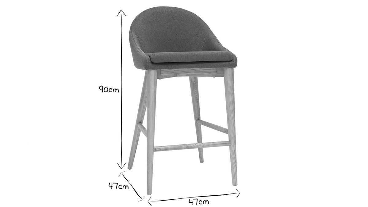 Sgabello da bar design legno poliestere grigio chiaro 65cm DALIA