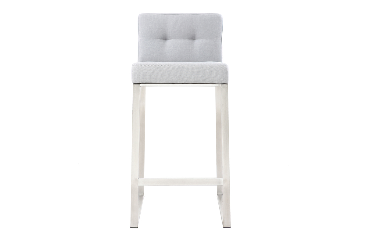 Sgabello da bar design metallo e tessuto grigio chiaro 66cm set di 2 HALEY