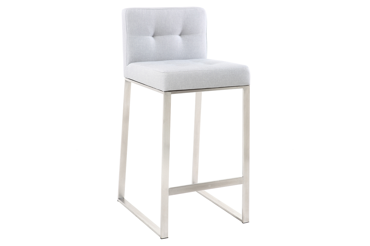 Sgabello da bar design metallo e tessuto grigio chiaro 66cm set di 2 HALEY