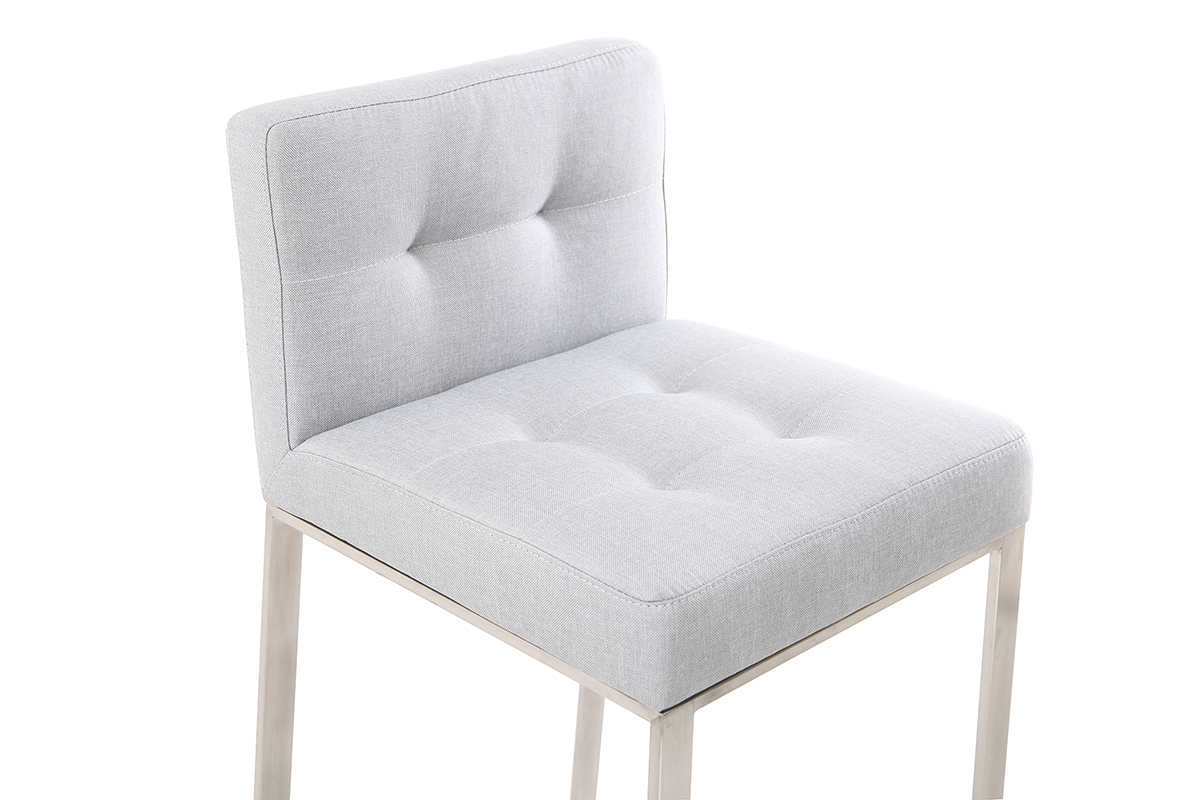 Sgabello da bar design metallo e tessuto grigio chiaro 66cm set di 2 HALEY
