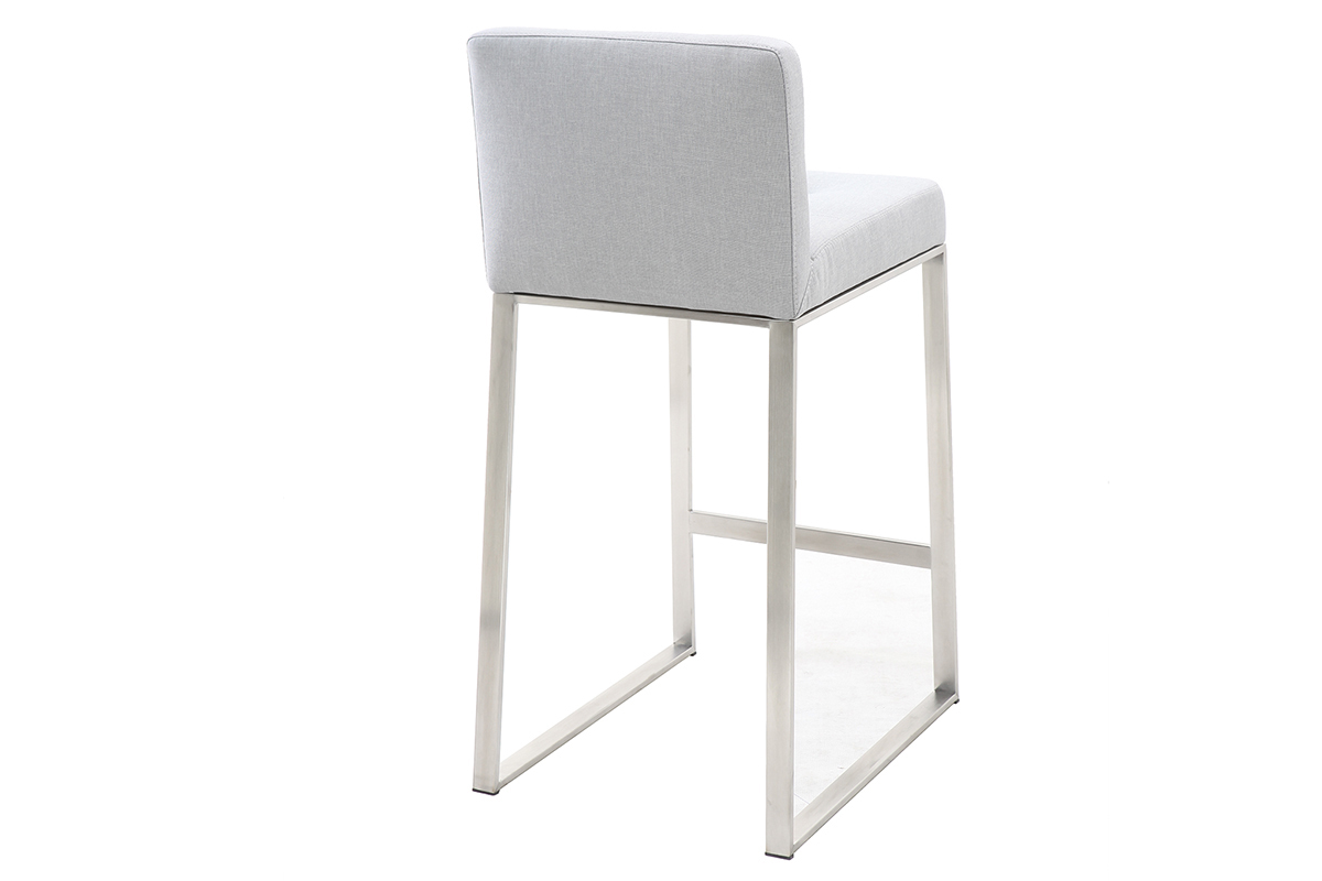 Sgabello da bar design metallo e tessuto grigio chiaro 66cm set di 2 HALEY