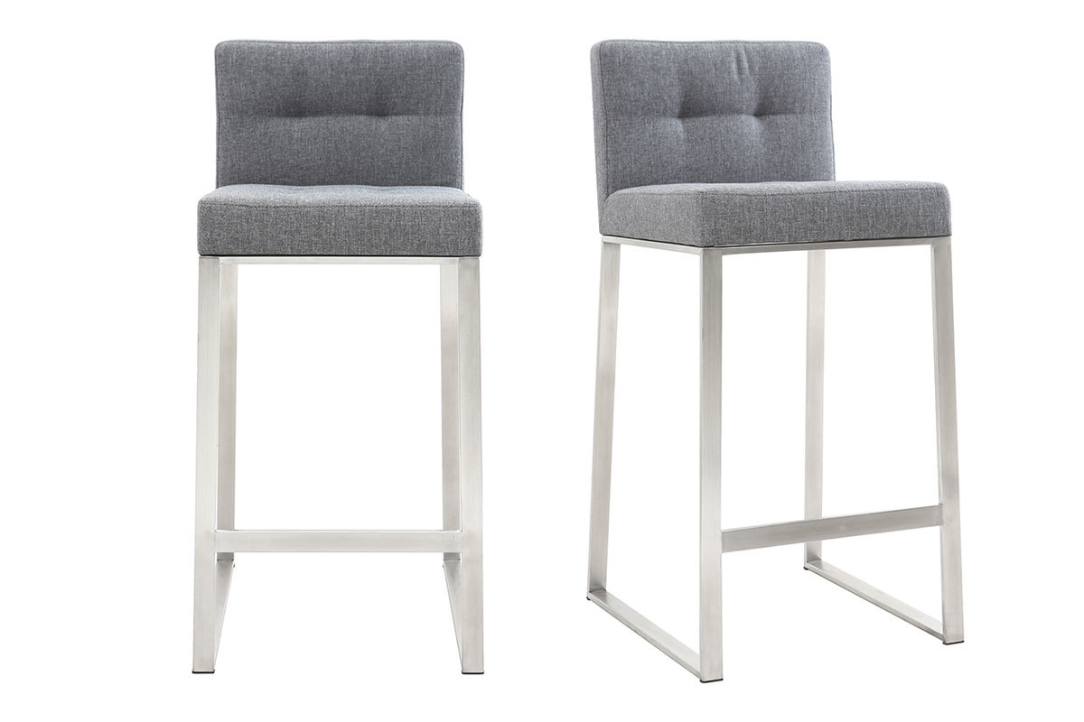 Sgabello da bar design metallo e tessuto grigio scuro 66cm set di 2 HALEY