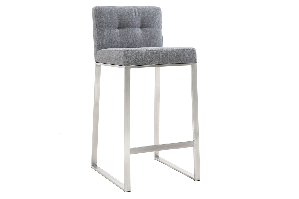 Sgabello da bar design metallo e tessuto grigio scuro 66cm set di 2 HALEY