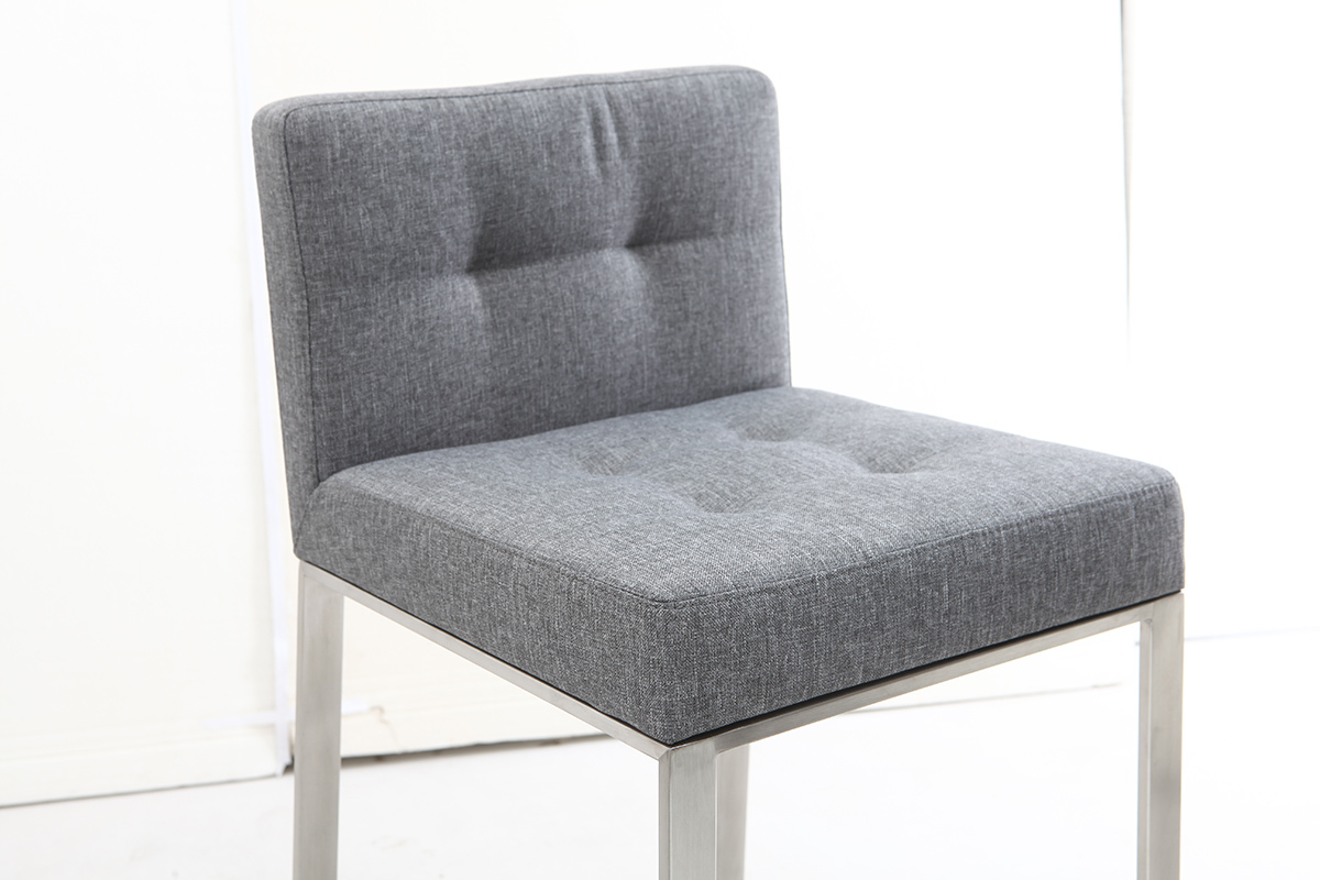 Sgabello da bar design metallo e tessuto grigio scuro 66cm set di 2 HALEY