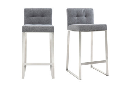 Sgabello da bar design metallo e tessuto grigio scuro 66cm set di 2 HALEY