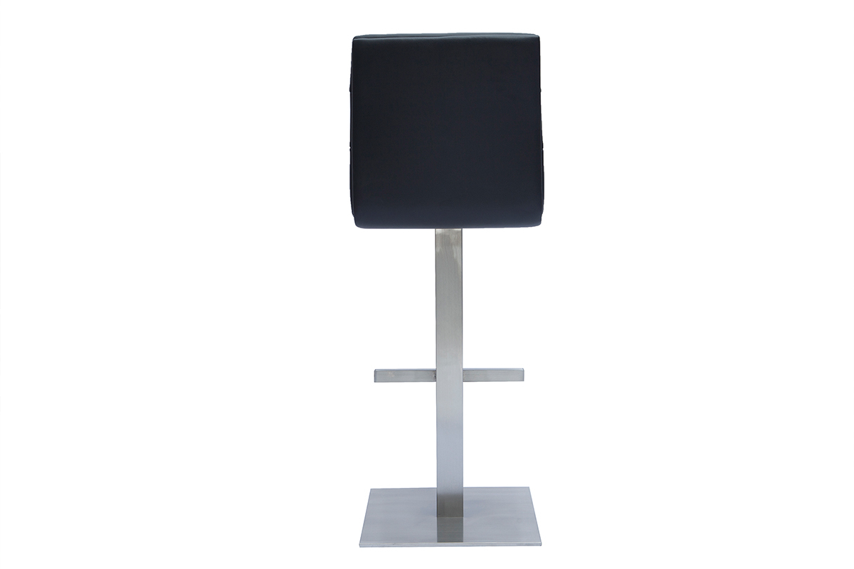 Sgabello da bar design nero e acciaio inox spazzolato NENY