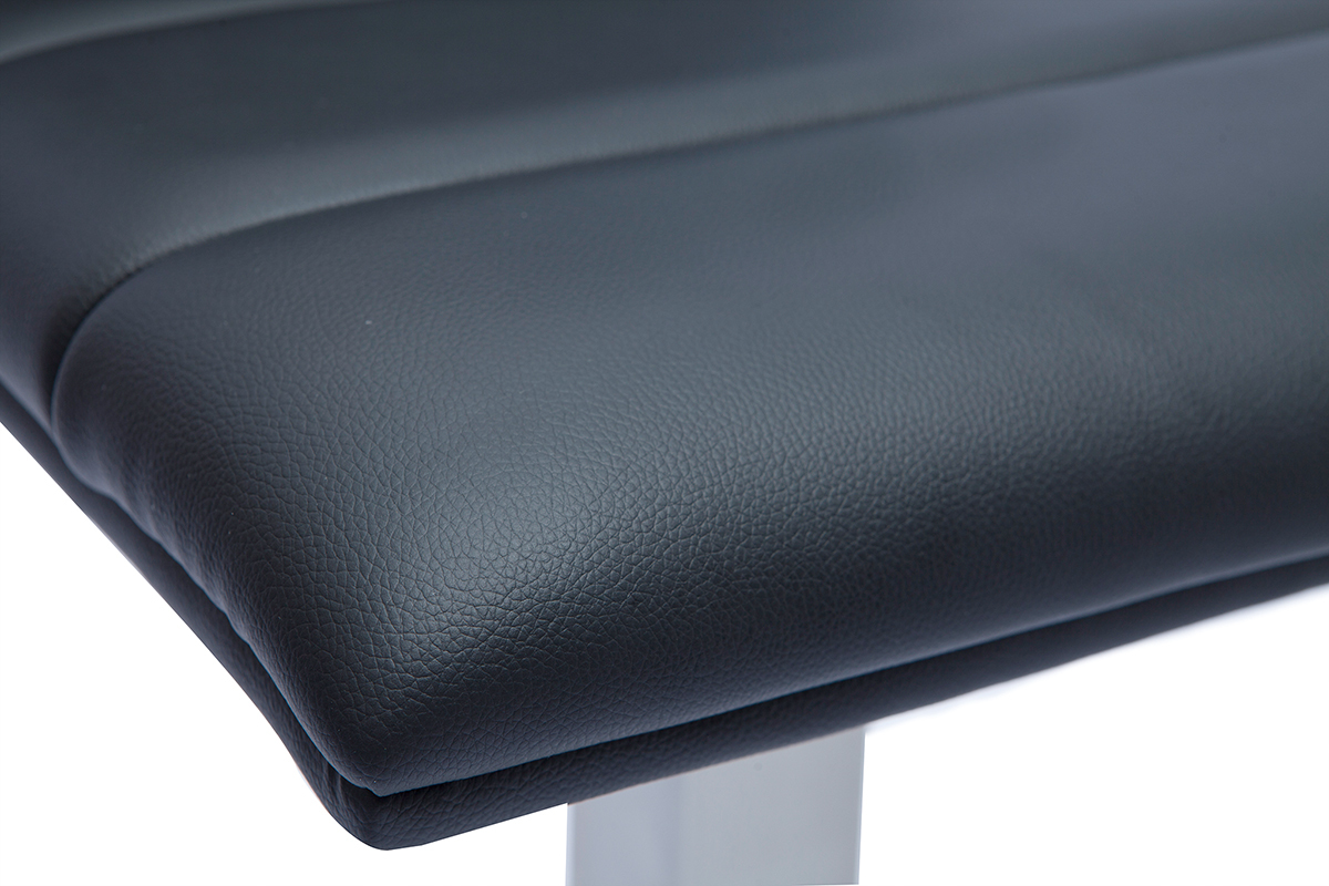 Sgabello da bar design nero e acciaio inox spazzolato NENY