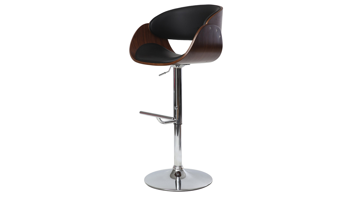 Sgabello da bar design nero e legno BENT