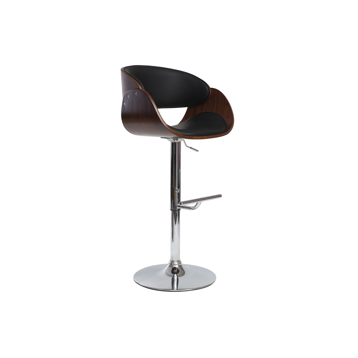 Sgabello da bar design nero e legno BENT