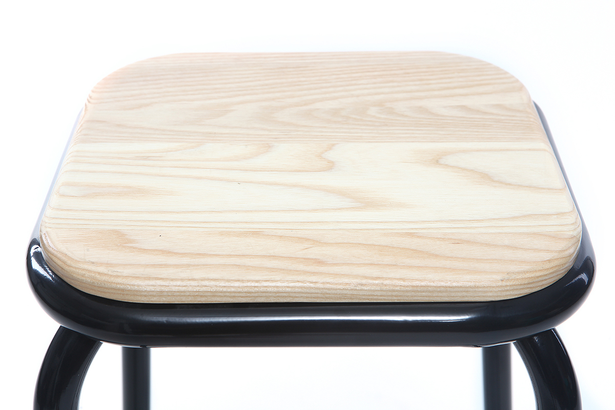 Sgabello da bar design Nero e legno chiaro 65 cm lotto di 2 MEMPHIS