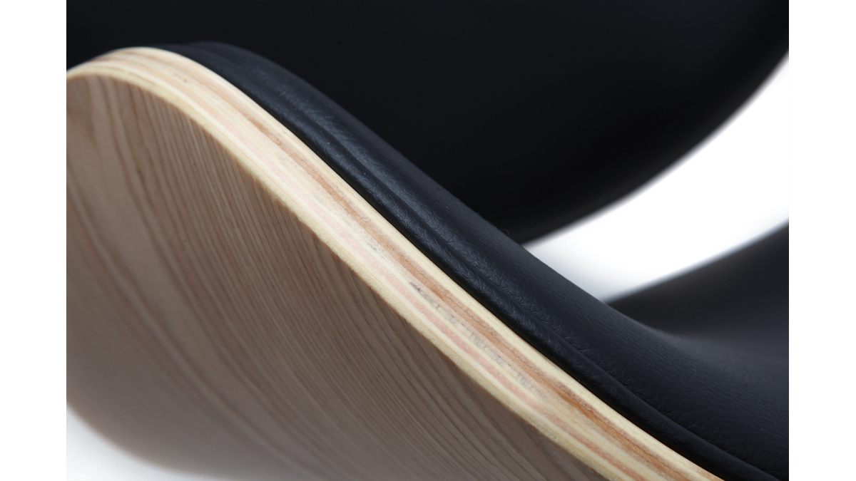 Sgabello da bar design nero e legno chiaro WALNUT