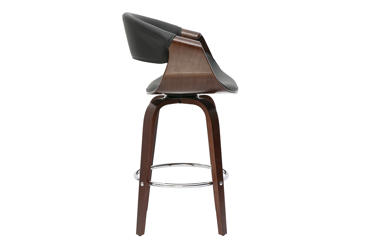 Sgabello da bar design nero e legno scuro 65 cm ARAMIS