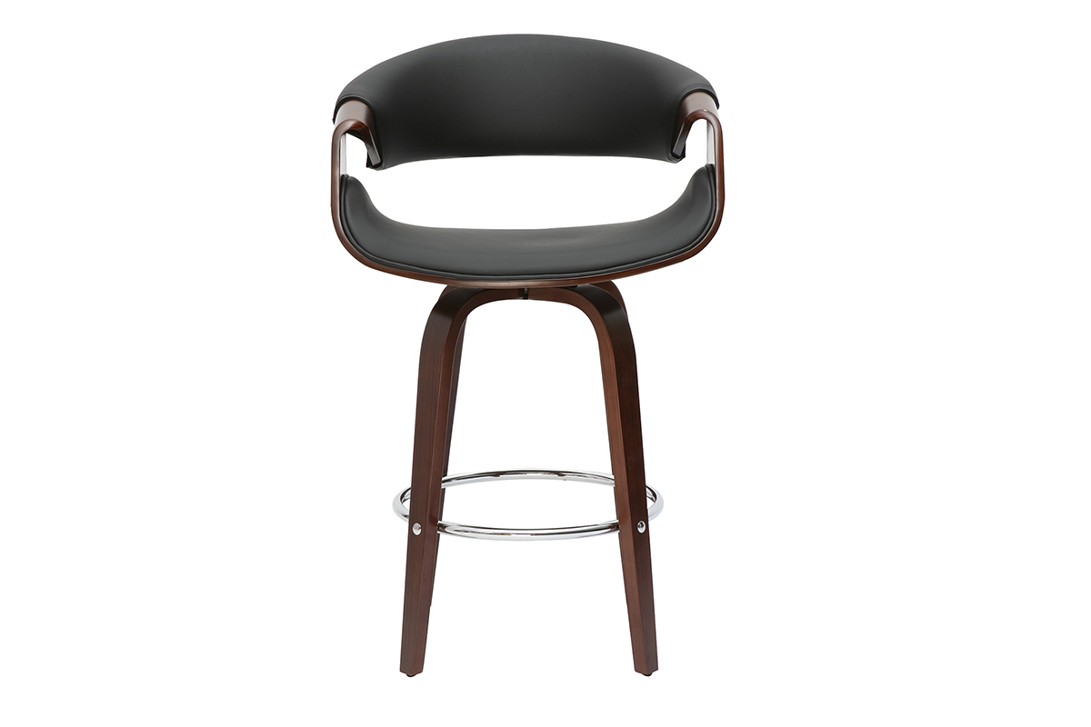 Sgabello da bar design nero e legno scuro 65 cm ARAMIS