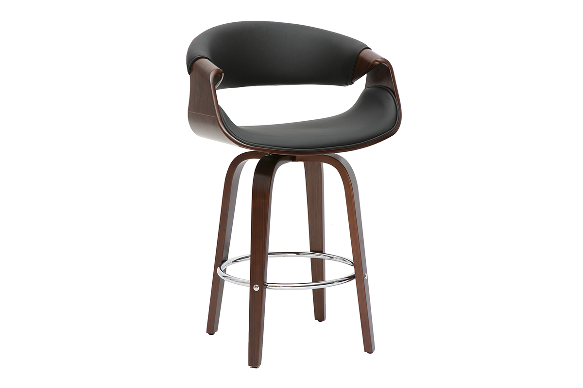 Sgabello da bar design nero e legno scuro 65 cm ARAMIS