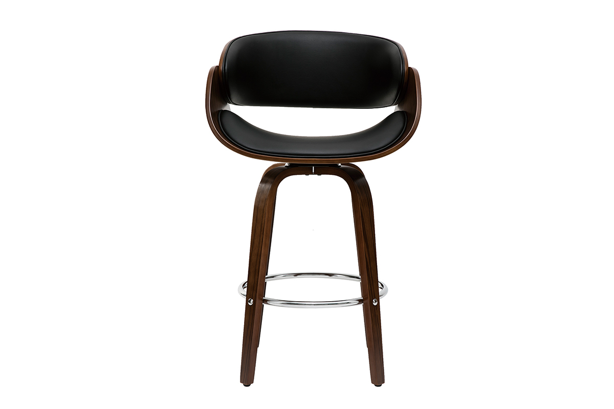 Sgabello da bar design nero e legno scuro 65 cm BENT