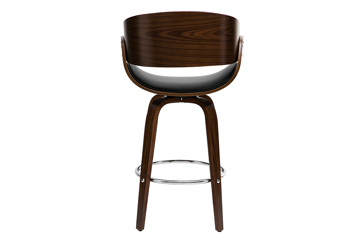 Sgabello da bar design nero e legno scuro 65 cm BENT