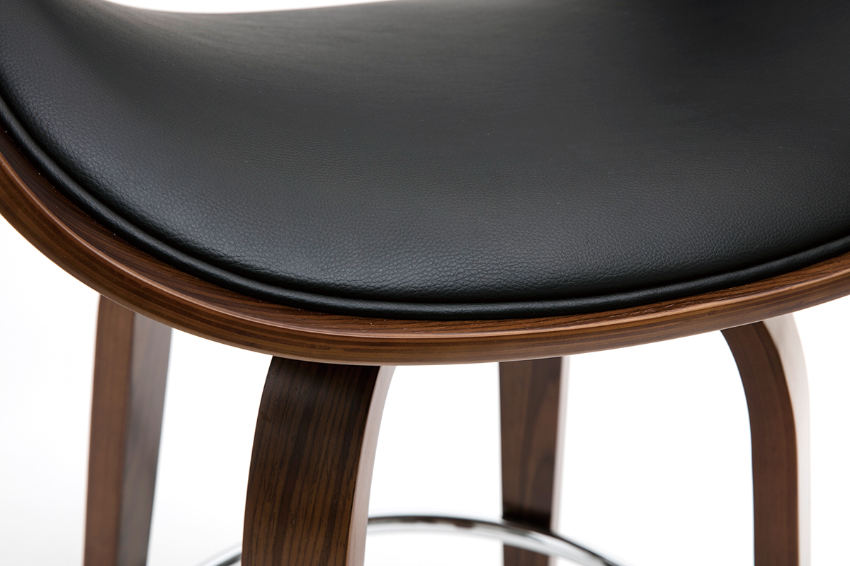 Sgabello da bar design nero e legno scuro 65 cm BENT