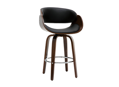 Sgabello da bar design nero e legno scuro 65 cm BENT