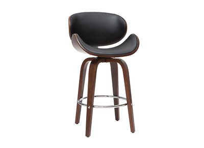 Sgabello da bar design nero e legno scuro 65 cm WALNUT