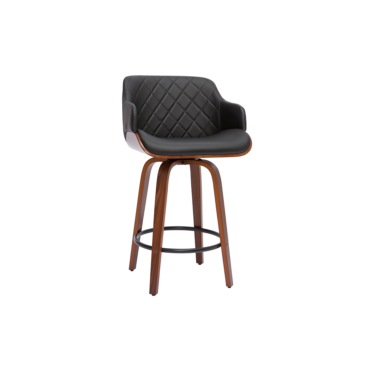 Sgabello da bar design nero e legno scuro H65 cm LUCIEN