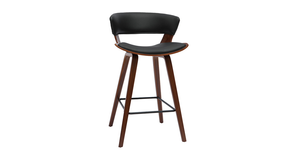 Sgabello da bar design nero e legno scuro H65 cm SYRAH