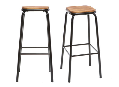 Sgabello da bar design nero gruppo di 2 H75cm MEMPHIS - Sgabello da bar design nero gruppo di 2 H75cm MEMPHIS