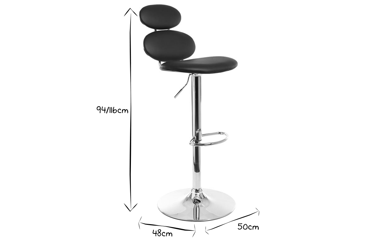 Sgabello da bar design nero STONE