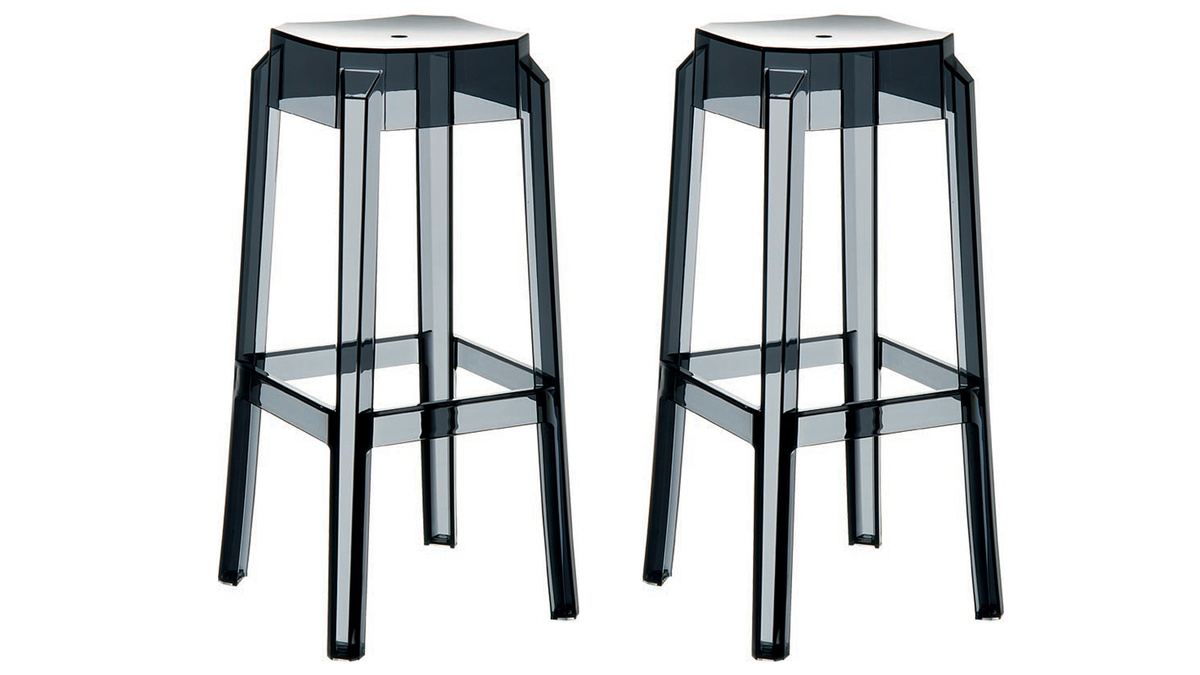 Sgabello da bar design nero trasparente 65cm set di 2 CLEAR