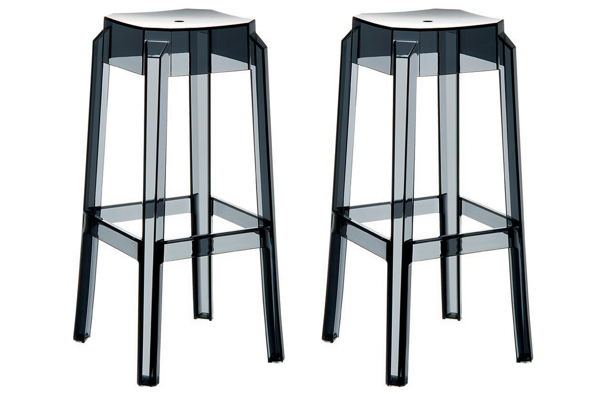 Sgabello da bar design nero trasparente 65cm set di 2 CLEAR