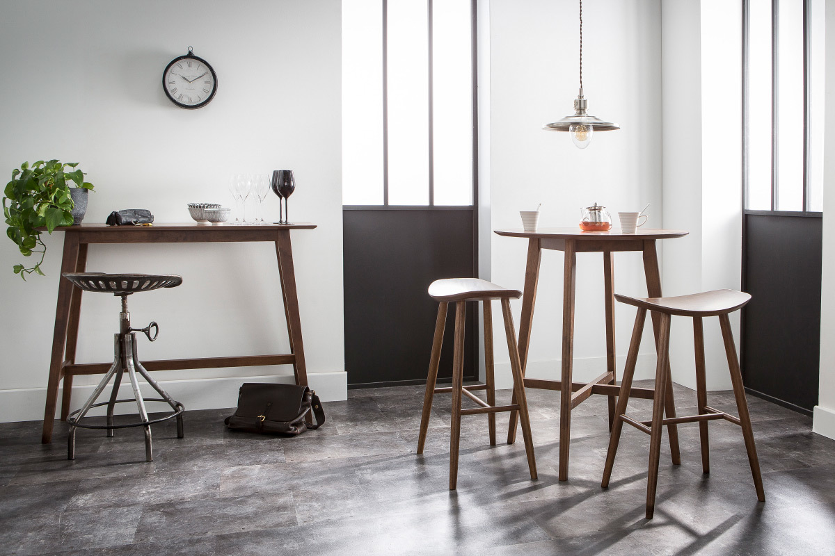 Sgabello da bar design noce H72 cm DEMORY