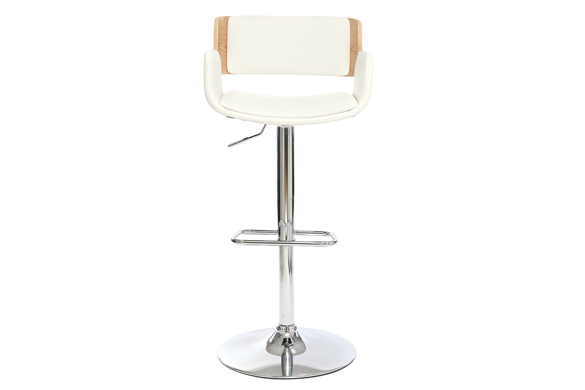 Sgabello da bar design poliuretano Bianco e legno chiaro RAY