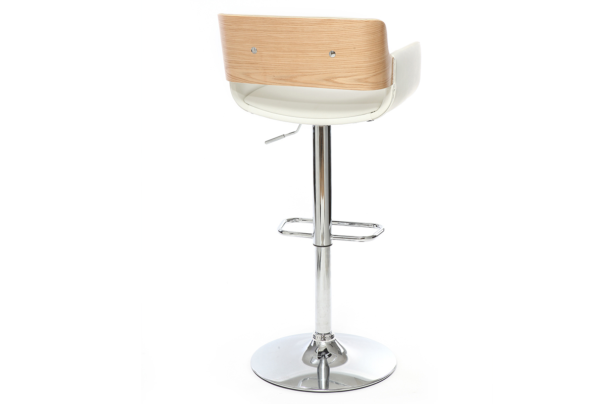 Sgabello da bar design poliuretano Bianco e legno chiaro RAY