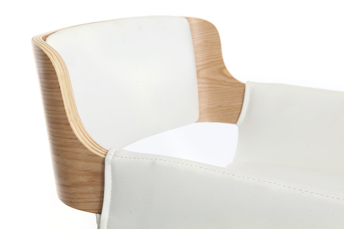 Sgabello da bar design poliuretano Bianco e legno chiaro RAY