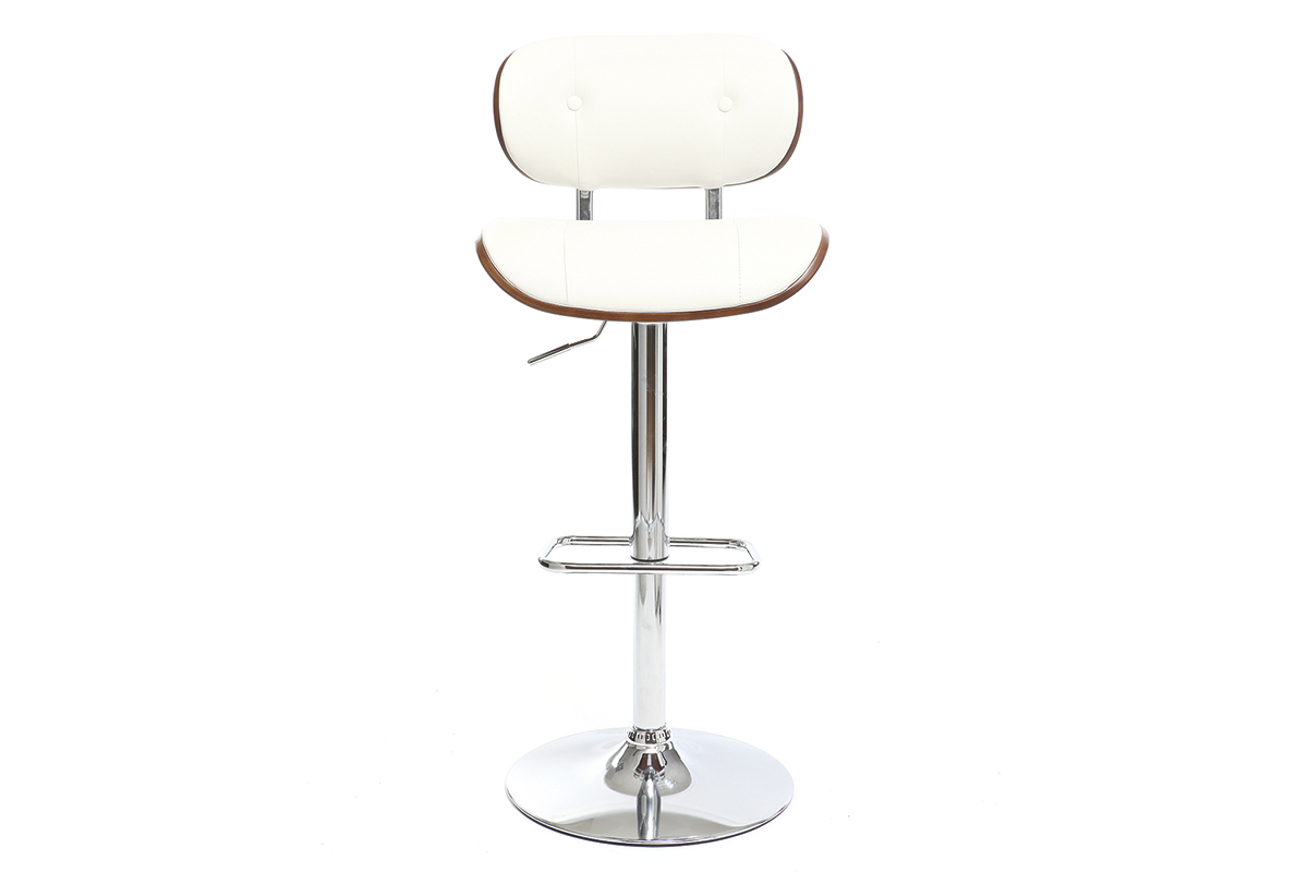 Sgabello da bar design poliuretano Bianco e legno scuro MARTY