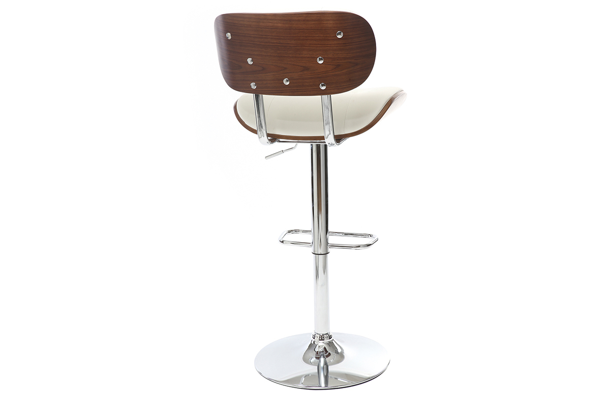 Sgabello da bar design poliuretano Bianco e legno scuro MARTY