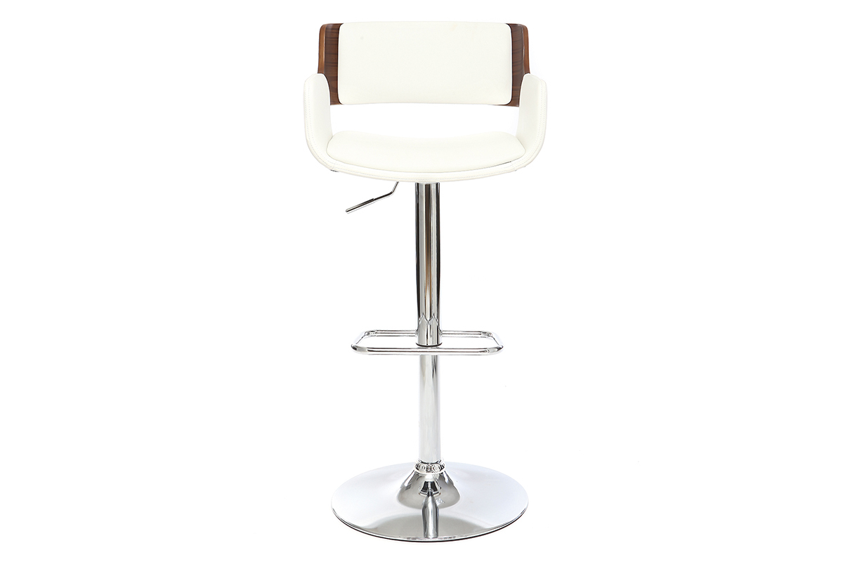Sgabello da bar design poliuretano Bianco e legno scuro RAY