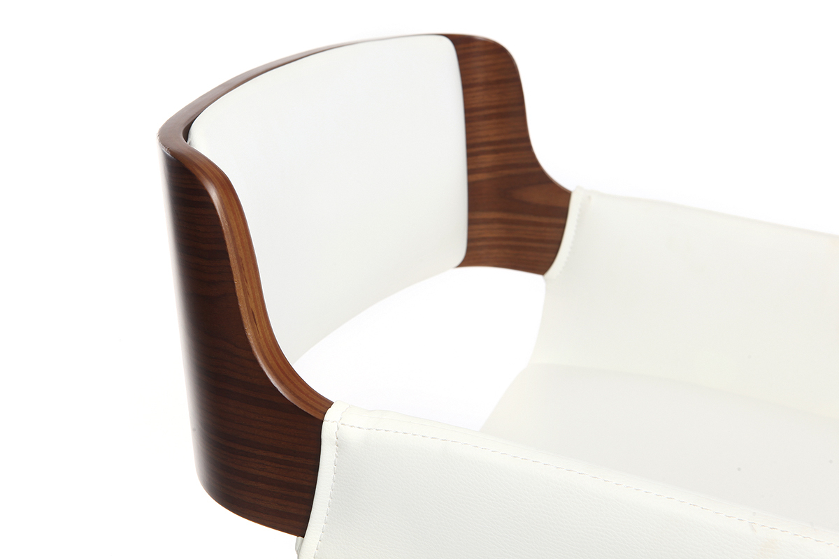 Sgabello da bar design poliuretano Bianco e legno scuro RAY