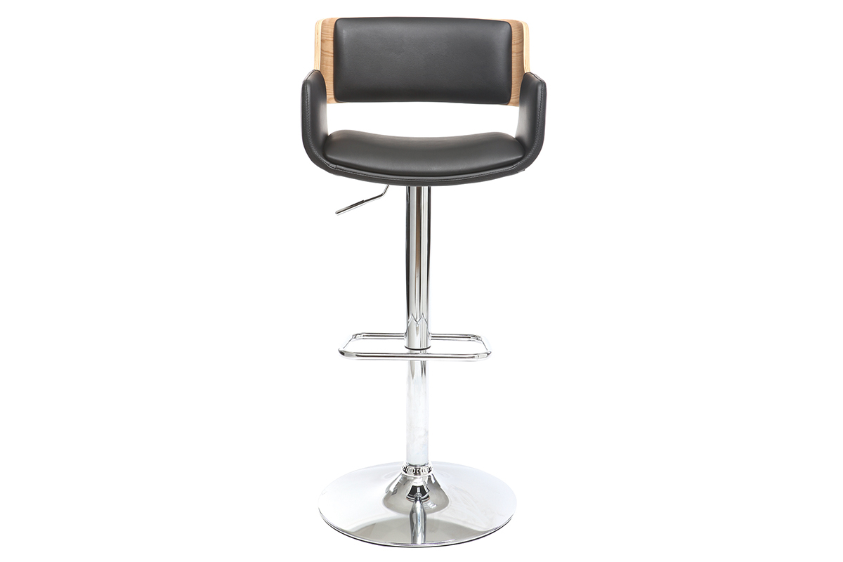 Sgabello da bar design poliuretano Nero e legno chiaro RAY