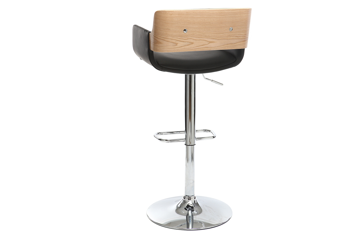 Sgabello da bar design poliuretano Nero e legno chiaro RAY
