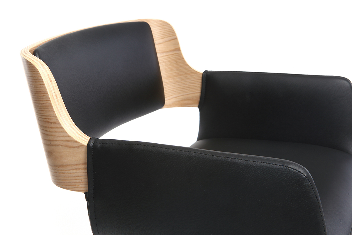 Sgabello da bar design poliuretano Nero e legno chiaro RAY